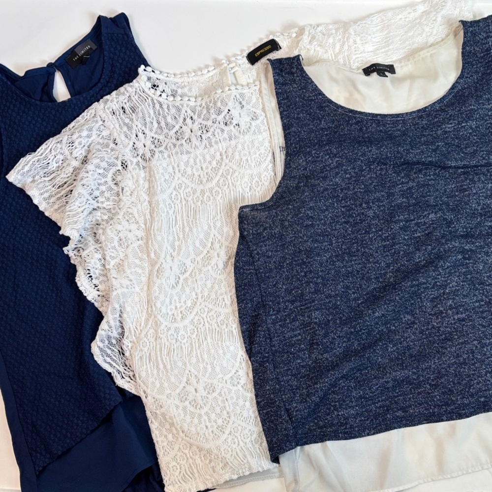 The Limited Express Top Bundle Blue White Womens S Lace 3pc Consign